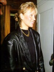 Black leather jacket and black blouse